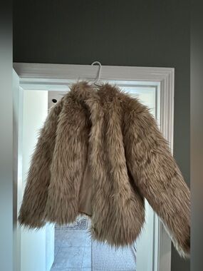 Fashion Nova Beige Faux Fur Coat- Worn once
